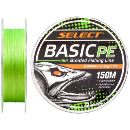 Шнур Select Basic PE 150m Light Green 0.04mm 5lb/2.5kg (1870.19.50)