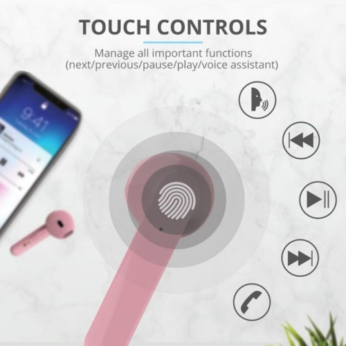 Навушники Trust Primo Touch True Wireless Mic Pink (23782)