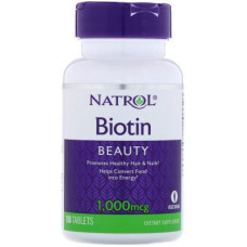 Вітамін Natrol Біотин, Biotin 1000 мкг, 100 таблеток (NTL-05239)