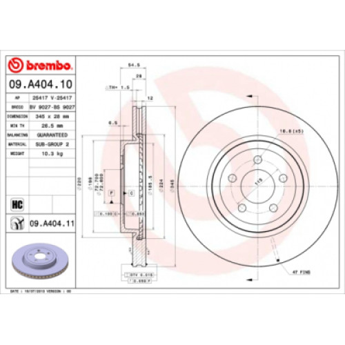 Гальмівний диск Brembo 09.A404.11