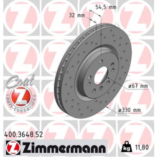 Гальмівний диск ZIMMERMANN 400.3648.52