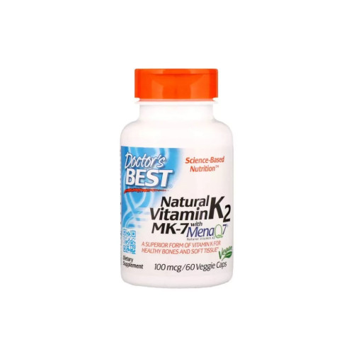 Вітамін Doctor's Best Вітамін К2 в Формі МК-7, Vitamin K2 as MK-7, 100 мкг, 60 кап (DRB-00334)