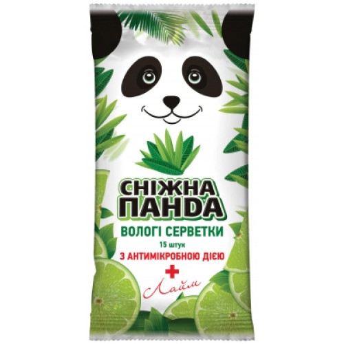 Вологі серветки Сніжна Панда Лайм з антимікробною дією 15 шт. (4823019008715)