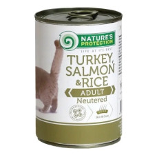 Консерви для котів Nature's Protection Adult Neutered Turkey, Salmon & Rice 400 г (KIK24636)