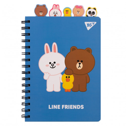 Блокнот Yes Line Friends А5 150 х 210 подвійна спіраль з фігурними роздільниками 80 аркушів Лінія (151775)