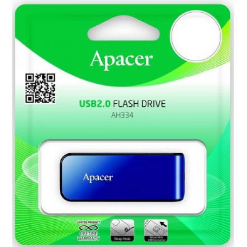 USB флеш накопичувач Apacer 64GB AH334 blue USB 2.0 (AP64GAH334U-1)