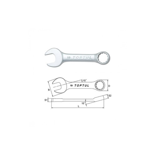 Ключ Toptul комбінований укорочений 15мм (AAAF1515)