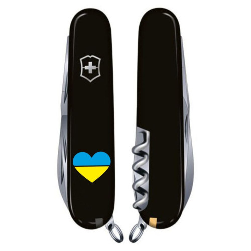 Ніж Victorinox Climber Ukraine Black "Серце жовто-блакитне" (1.3703.3_T1090u)