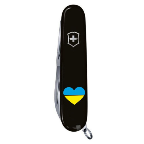 Ніж Victorinox Climber Ukraine Black "Серце жовто-блакитне" (1.3703.3_T1090u)