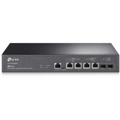 Комутатор мережевий TP-Link TL-SX3206HPP 2xSFP+ (10GE) 4x10GE LAN console+microUSB L2 JetStream 19" 1U (TL-SX3206HPP)