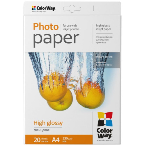 Папір ColorWay A4 230г Glossy 20ст (PG230020A4)