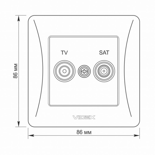 ТВ розетка Videx BINERA TV + SAT кінцева срібний шовк (VF-BNSK2TVSATE-SS)