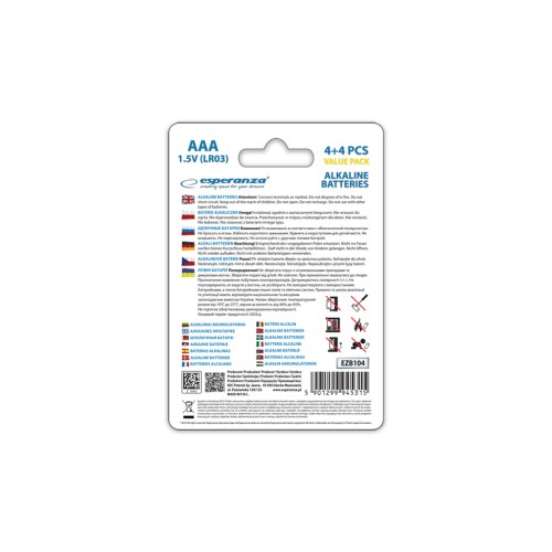 Батарейка Esperanza AAA LR03 Alkaline * 8 (EZB104)