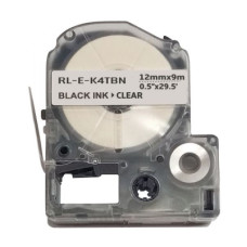 Стрічка для принтера етикеток UKRMARK RL-E-K4TBN-BK/CL, аналог LK4TBN. 12 мм х 9 м (CELK4TBN)