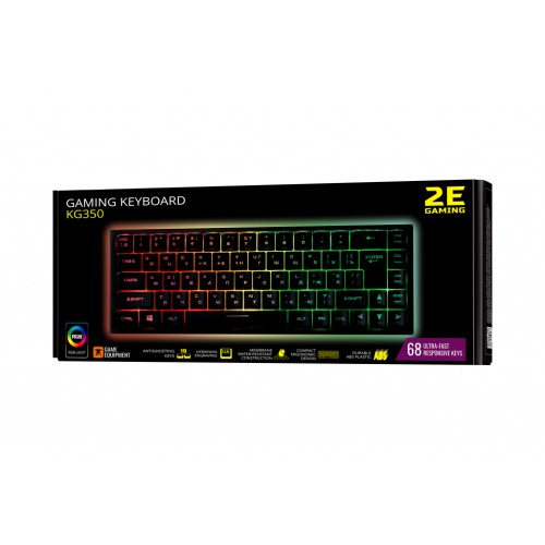 Клавіатура 2E GAMING KG350 RGB 68key USB Black (2E-KG350UBK)