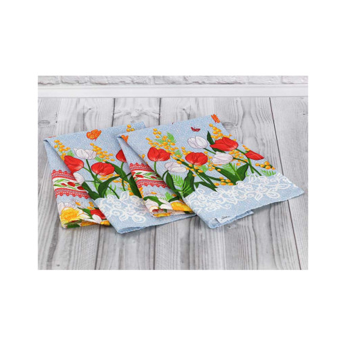 Рушник Руно вафельний набивний Весняні квіти- 1, 35х70 см (217.15_Весняні квіти_1)
