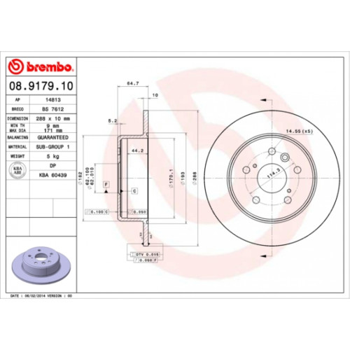 Гальмівний диск Brembo 08.9179.10