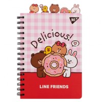 Блокнот Yes Line Friends Delicious А5 150 х 210 подвійна спіраль з фігурними роздільниками 80 аркушів Лінія (151776)