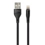 Дата кабель USB 2.0 AM to Lightning 1.0m cylindric nylon back Vinga (VCPDCLCANB1BK)