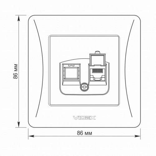 Комп'ютерна розетка Videx BINERA CAT6 одинарна кремова (VF-BNSK1PC6-CR)