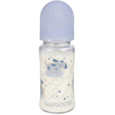 Пляшечка для годування Baby-Nova Декор, з широкою шийкою, 230 мл, блакитна (3966386)
