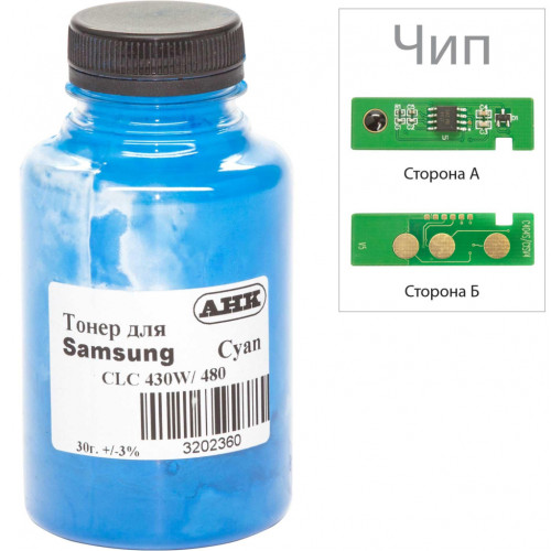 Тонер SAMSUNG SL-C430 30г+chip Cyan AHK (3202629)