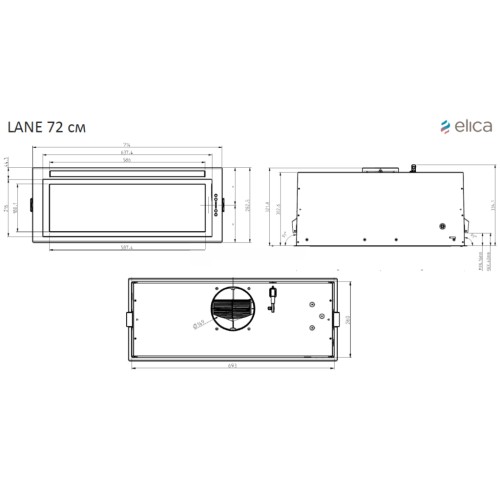 Витяжка кухонна Elica LANE BL MAT/A/72