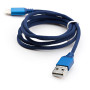 Дата кабель USB 2.0 AM to Lightning nylon 1m blue Vinga (VCPDCLNB21B)