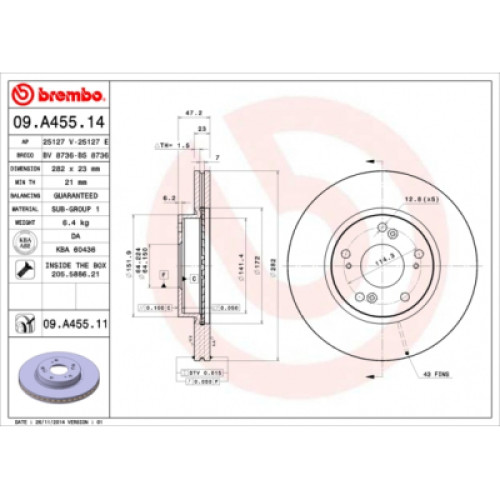 Гальмівний диск Brembo 09.A455.14