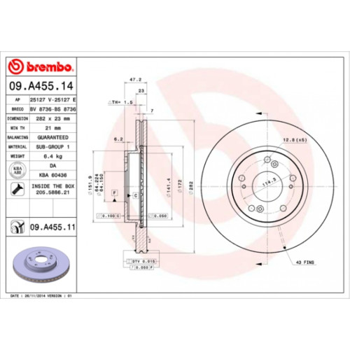 Гальмівний диск Brembo 09.A455.14