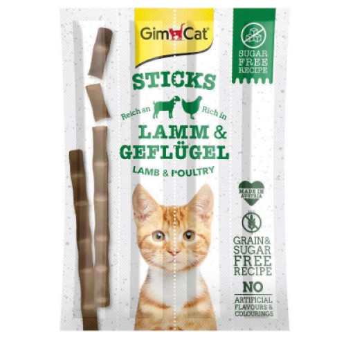 Ласощі для котів GimCat М'ясні палички ягня, курка 4 шт (4002064420820)