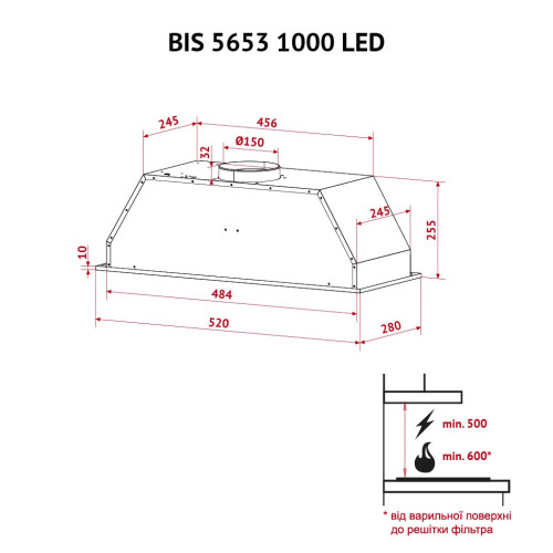 Витяжка кухонна Perfelli BIS 5653 BL 1000 LED