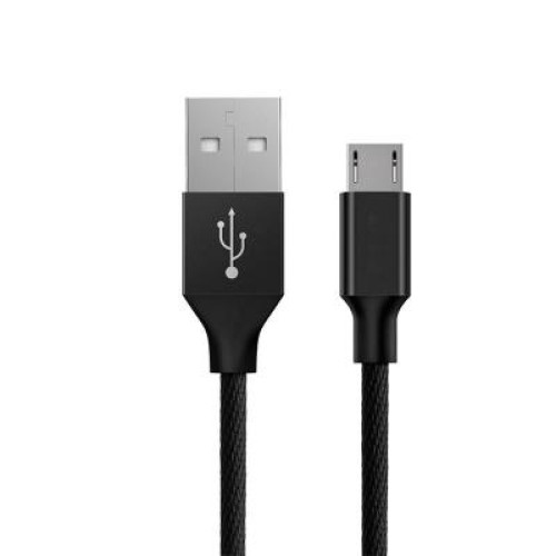 Дата кабель USB 2.0 AM to Micro 5P nylon 1m black Vinga (VCPDCMBN21BK)