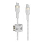 Дата кабель USB-C to USB-C 1.0m BRAIDED SILICONE white Belkin (CAB011BT1MWH)