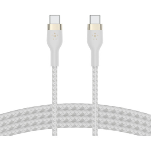 Дата кабель USB-C to USB-C 1.0m BRAIDED SILICONE white Belkin (CAB011BT1MWH)