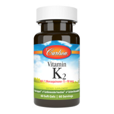 Вітамін Carlson Вітамін K2, MK-7, 90 мкг, Vitamin K2 as MK-7, 60 желатинових (CL10710)