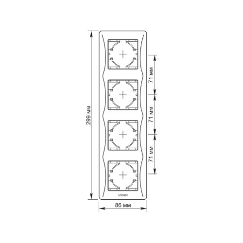 Рамка Videx BINERA срібний шовк 4 поста (VF-BNFR4V-SS)