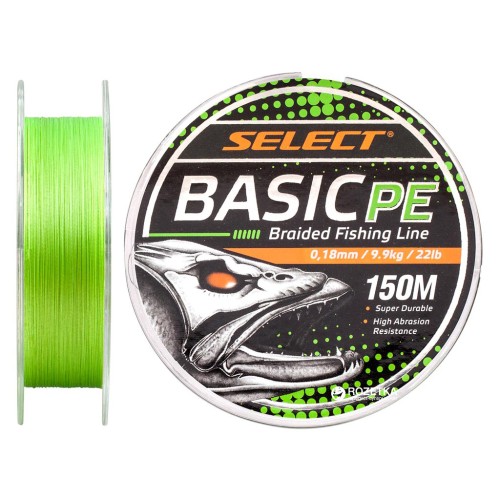 Шнур Select Basic PE 150m Light Green 0.18mm 22lb/9.9kg (1870.18.16)