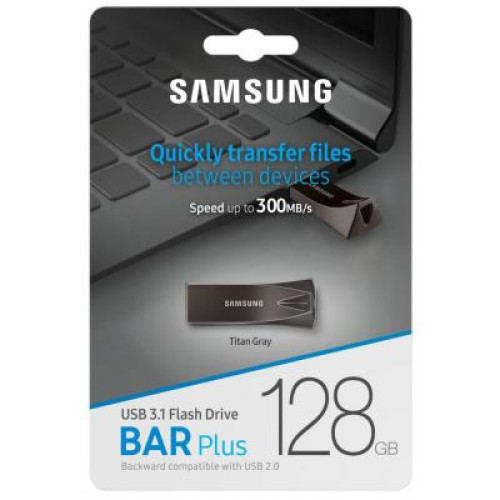 USB флеш накопичувач Samsung 128GB Bar Plus Black USB 3.1 (MUF-128BE4/APC)