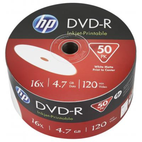 Диск DVD HP DVD+R 4.7GB 16X IJ PRINT 50шт (69304/DRE00070WIP-3)