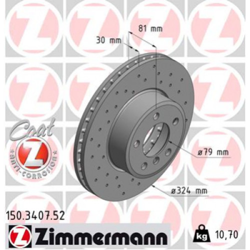 Гальмівний диск ZIMMERMANN 150.3407.52