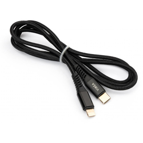 Дата кабель USB Type-C to Lightning 1.0m 3A 18W nylon braided black Vinga (VCPTCL3ANBK)