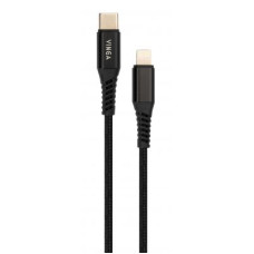 Дата кабель USB Type-C to Lightning 1.0m 3A 18W nylon braided black Vinga (VCPTCL3ANBK)