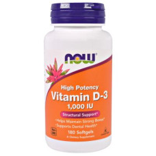 Вітамін Now Foods Вітамін D-3 1000IU, 180 желатинових капсул (NOW-00365)