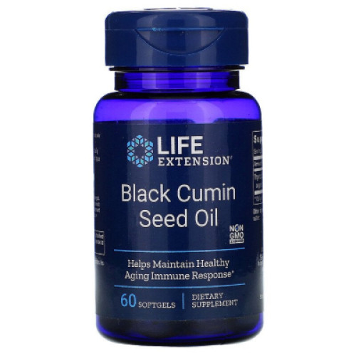 Трави Life Extension Масло насіння чорного кмину, Black Cumin Seed Oil, 60 капсул (LEX-17096)