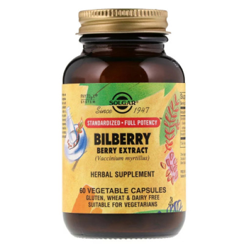 Трави Solgar Чорниця Екстракт, Bilberry Berry Extract, 60 вегетаріанських (SOL-04110)