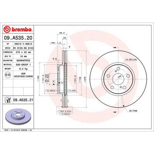 Гальмівний диск Brembo 09.A535.21