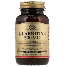 Амінокислота Solgar L-Карнітін, 500 мг, L-Карнітін, 60 таблеток (SOL-00571)