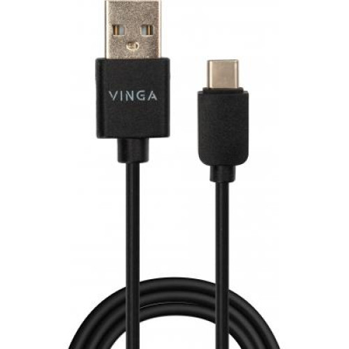 Дата кабель USB 2.0 AM to Type-C 1.0m 3A 18W PVC black Vinga (VCPUSBTC3ABK)