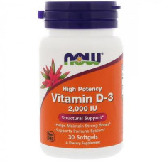 Вітамін Now Foods Вітамін D-3 2000IU, 30 желатинових капсул (NOW-00355)